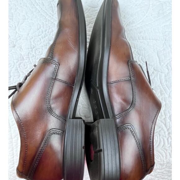 ECCO Men's Size 45 (US 11) Brown Lace Up Shock Point Leather Derby Shoes - Picture 7 of 9